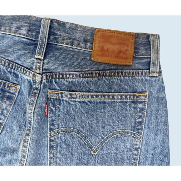 LEVI'S Raw Hem Button Fly Denim High Waist Skirt Size S EUC - Picture 5 of 6